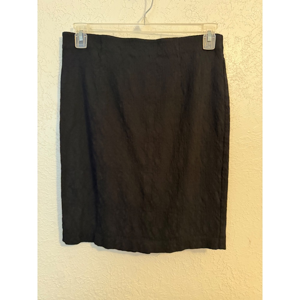 Cato Black Textured Pencil Skirt Size 12 Knee Length Back Vent Stretch Pull On